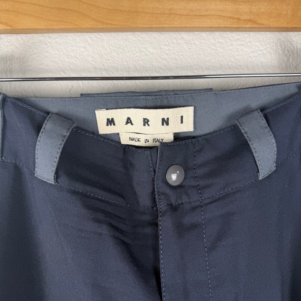Marni Technical Nylon Jogger Pants Navy Grey Stripe Made in Italy Size 44